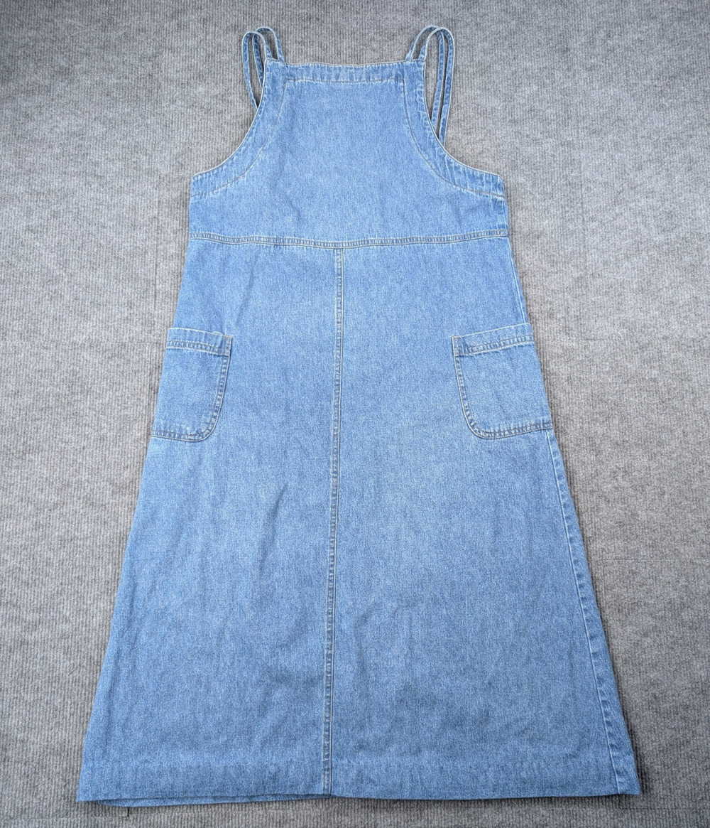 Vintage Original TY Wear Denim Dress Womens 8 Petite Empire Waist Utility 90s